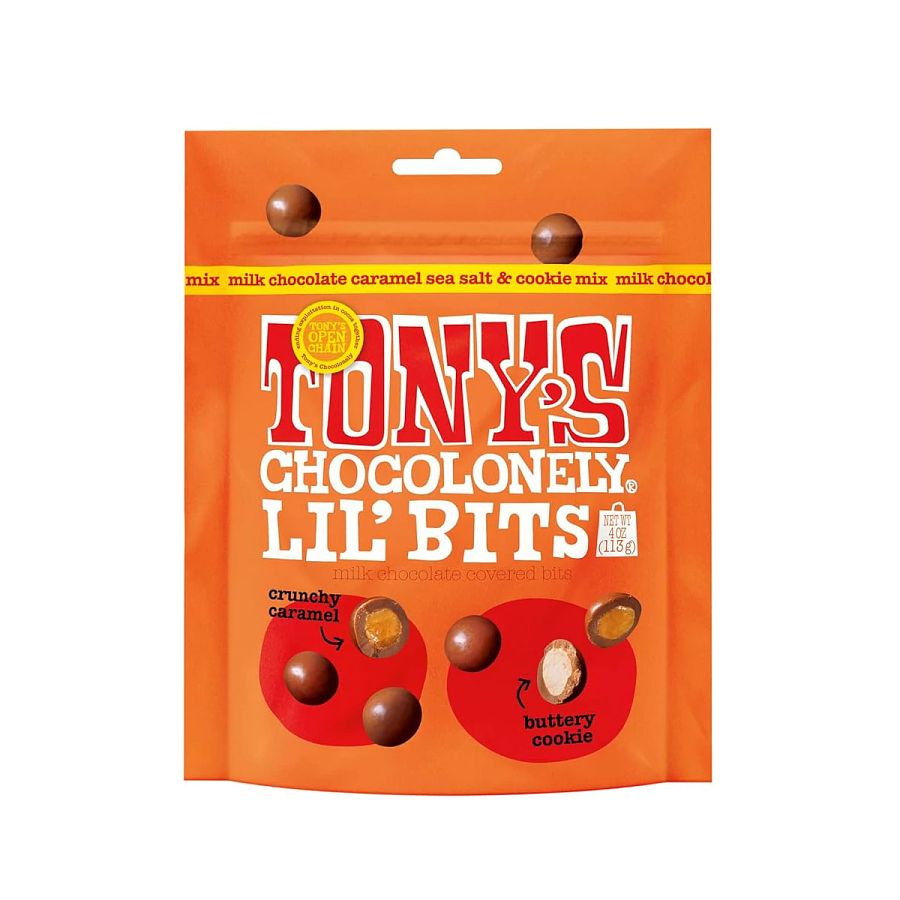 tonys chocolonely milk chocolate caramel sea salt cookie mix lil bits 4oz front 241195.jpg