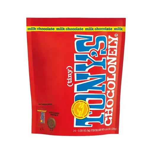 tonys chocolonely tiny tonys milk chocolate 4.4oz pouch 239844 front.webp