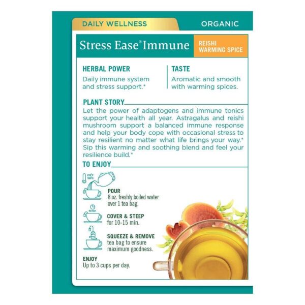 traditional medicinals organic reishi warming spice stress ease immune tea 16 count
