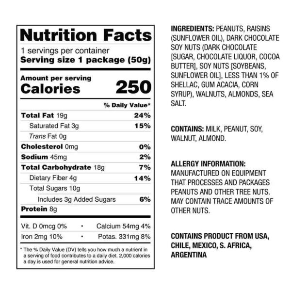 trophy farms afternoon trek mix 12 (1.75 oz.) packs per box