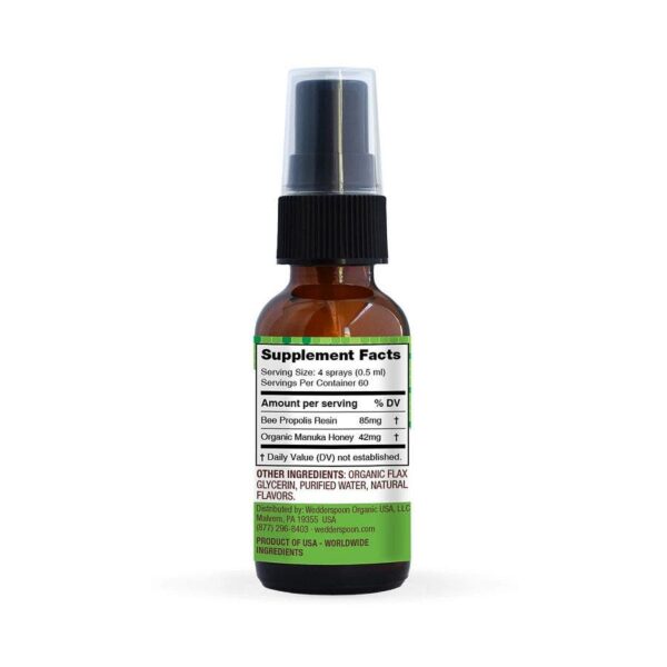 wedderspoon chamomile & mint propolis & manuka honey throat spray 1 fl. oz.