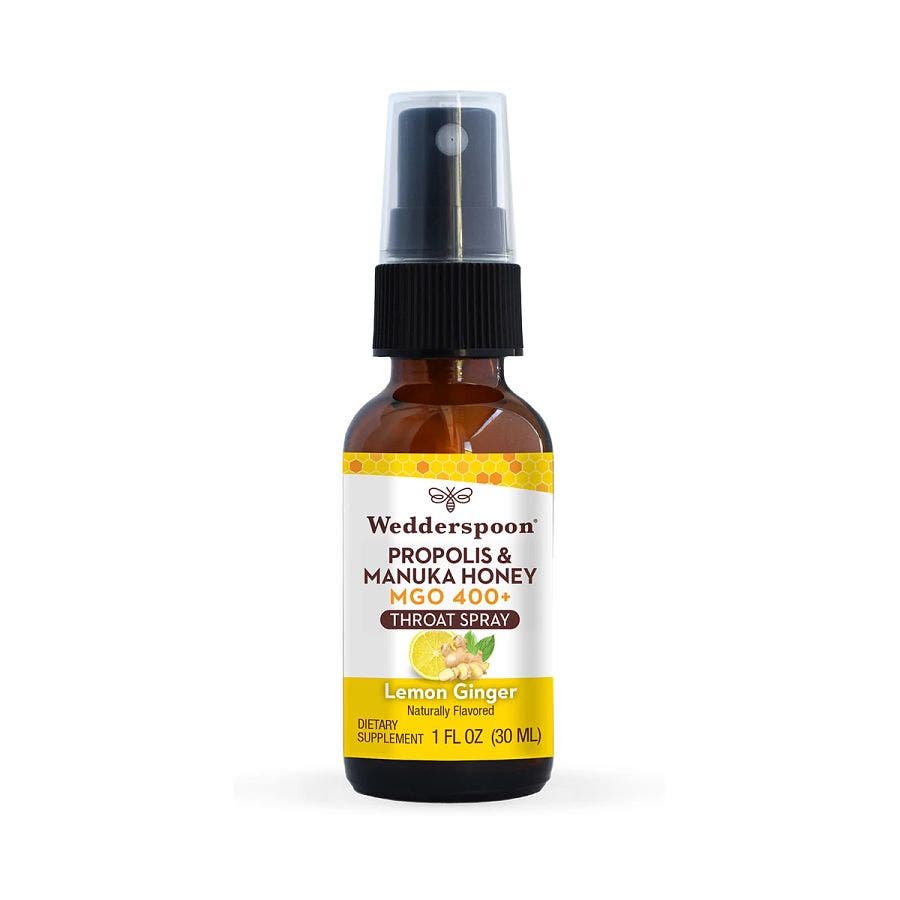 wedderspoon lemon and ginger propolis honey throat spray 1floz front bottle 240495 1.jpg