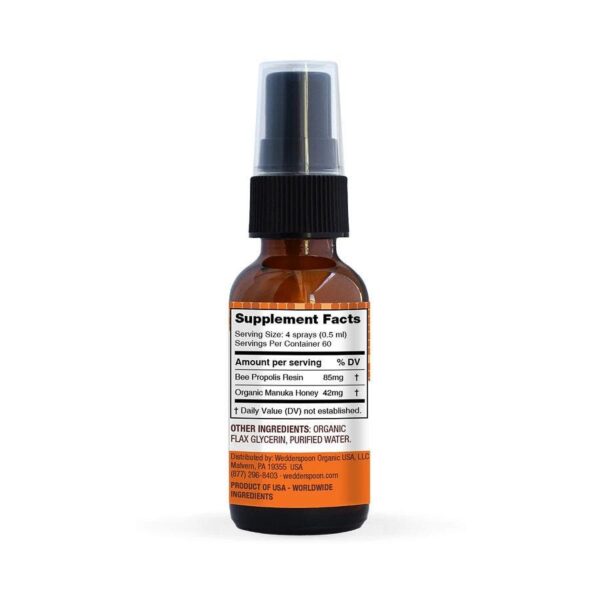 wedderspoon honey propolis & manuka honey throat spray 1 fl. oz.