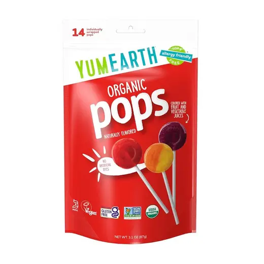 yumearth assorted fruit flavor organic lollipops 3 oz.