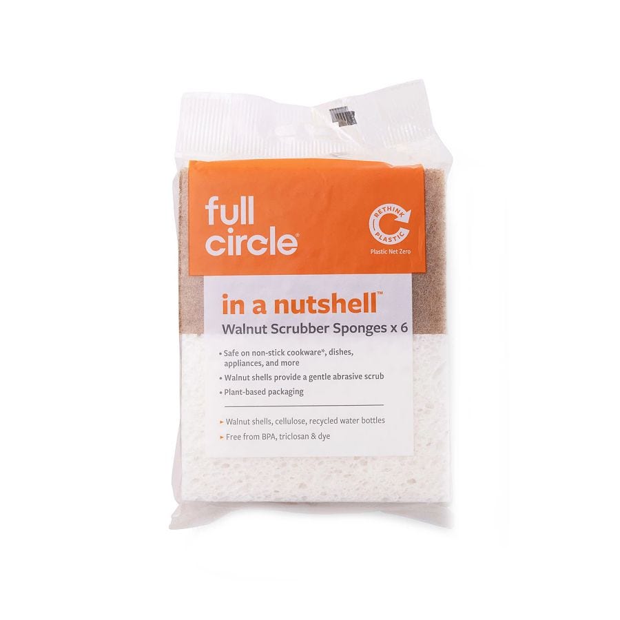 Full Circle In a Nutshell Walnut Scrubber Sponges 6 count