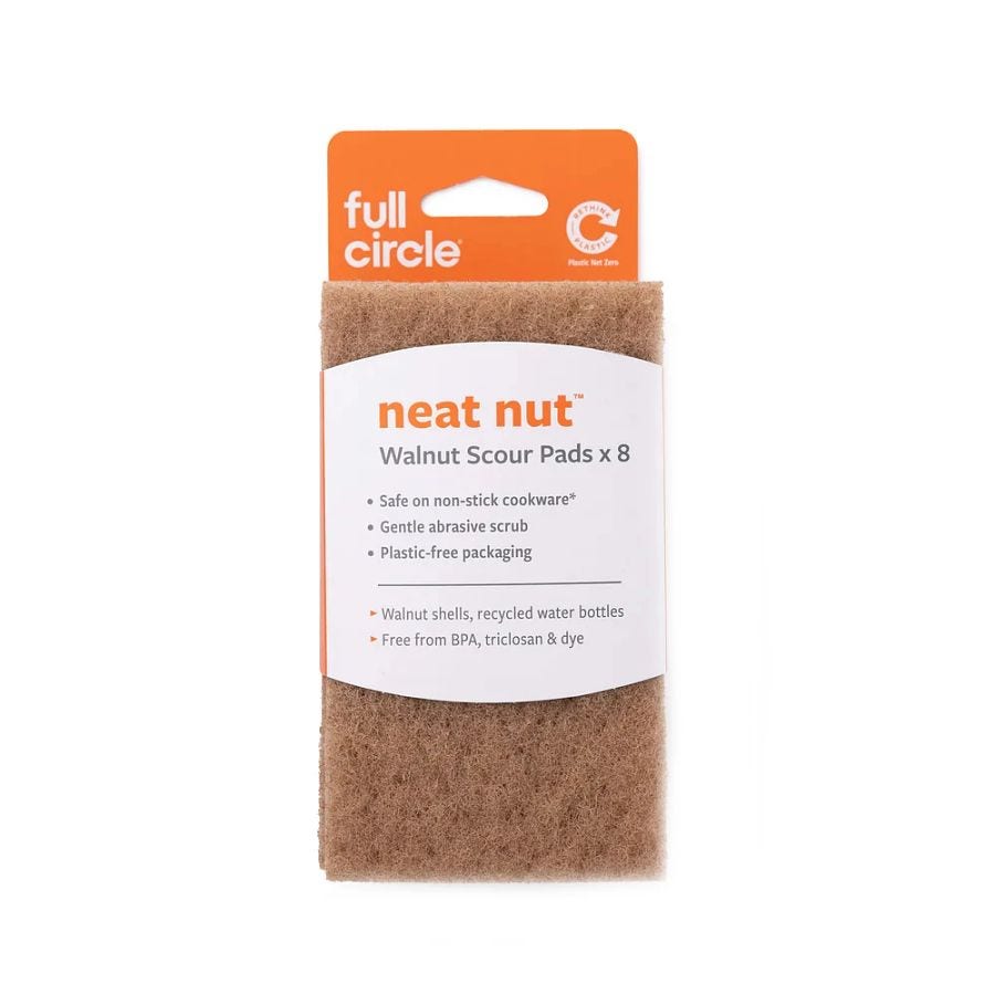 Full Circle Neat Nut Walnut Scour Pads 8 count