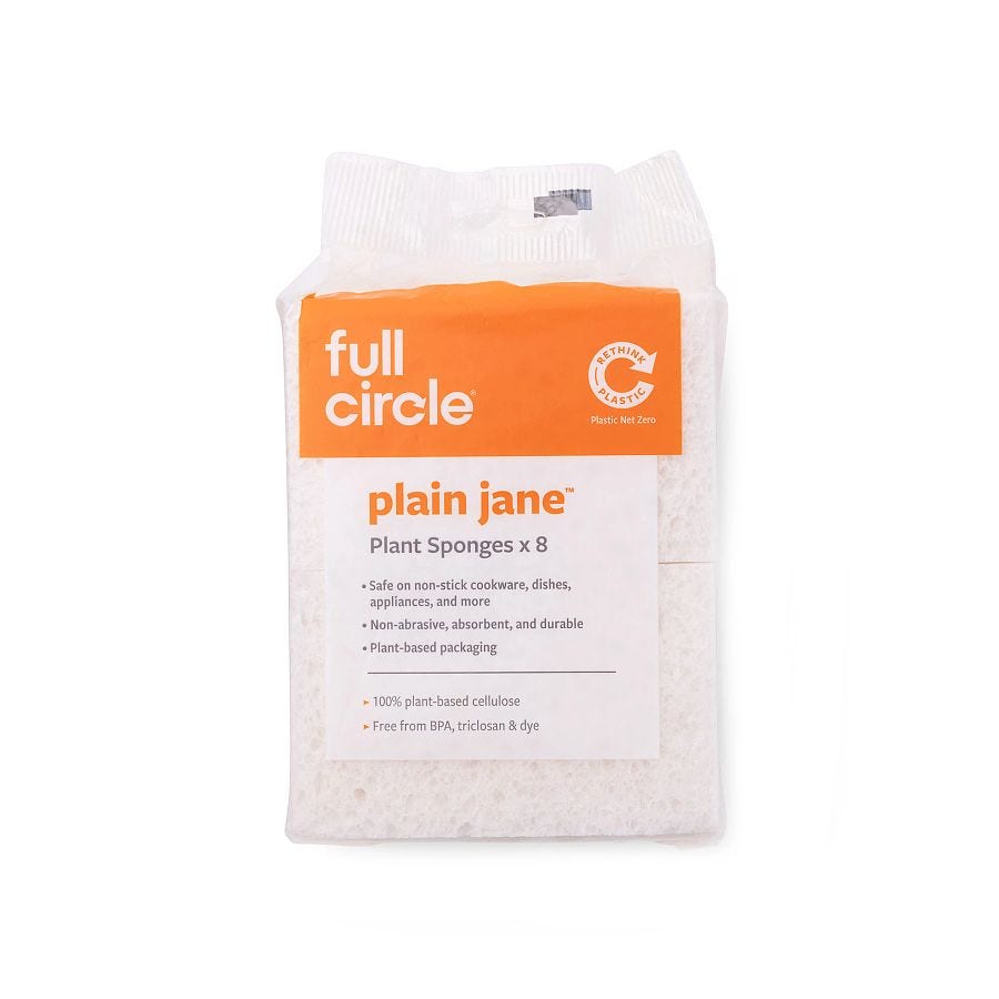 Full Circle Plain Jane Plastic-Free Plant Sponges 8 count