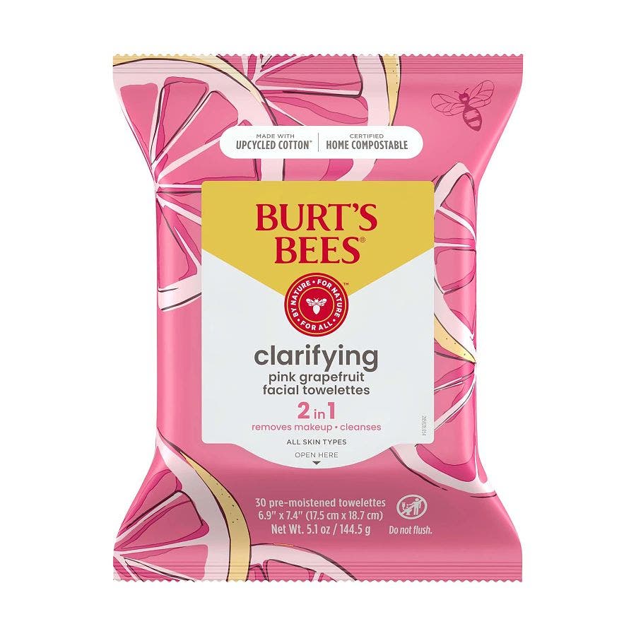 Burt's Bees Clarifying 3-in-1 Facial Towelettes with Pink Grapefruit 30 count