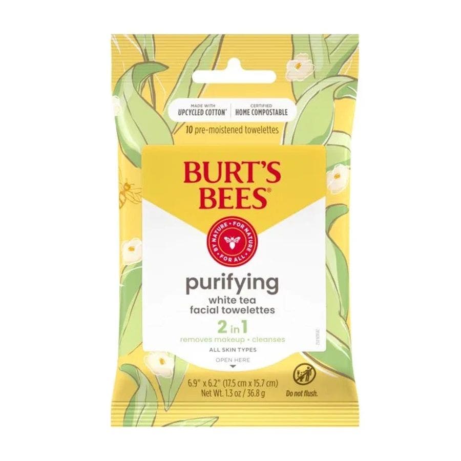Burt's Bees Purifying 2-in-1 Facial Towelettes with White Tea Extract 10 count