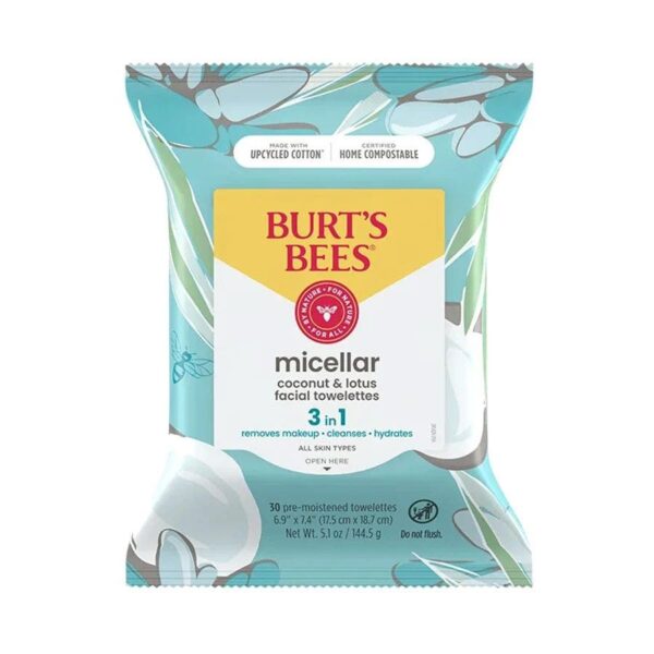 Burt's Bees Micellar 3-in-1 Facial Towelettes with Coconut & Lotus 30 count
