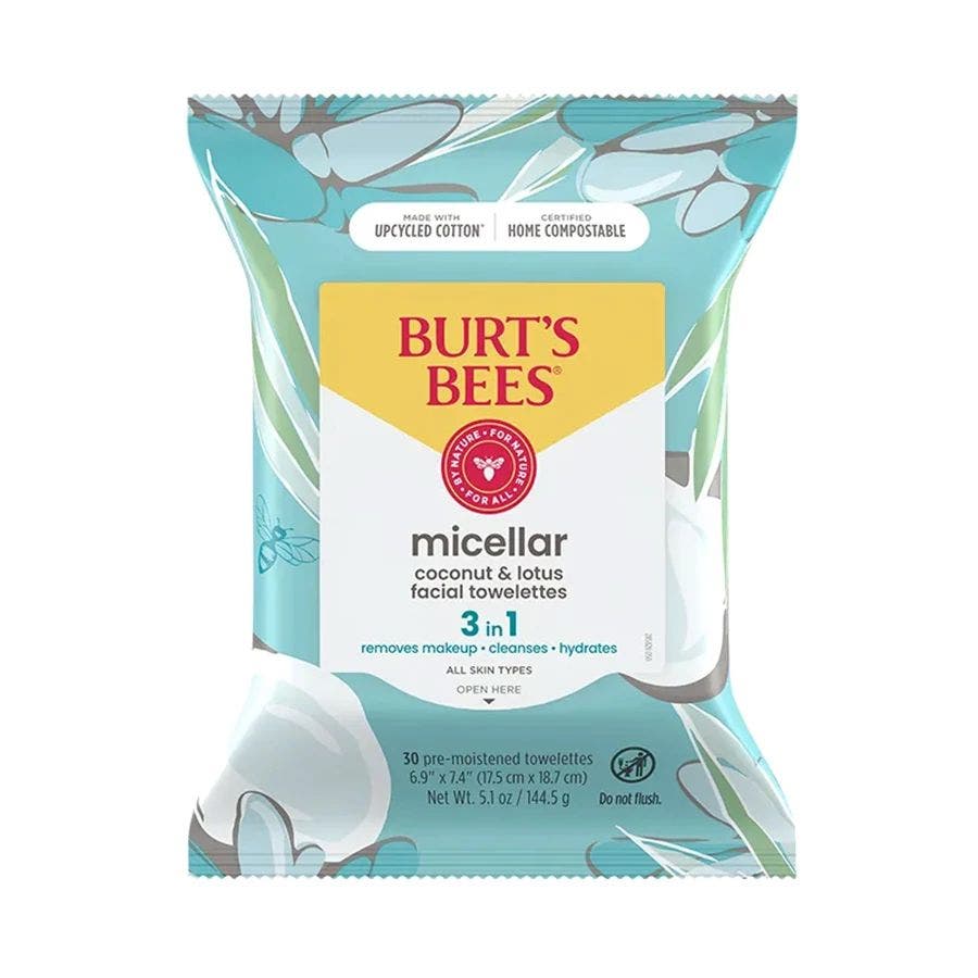 Burt's Bees Micellar 3-in-1 Facial Towelettes with Coconut & Lotus 30 count