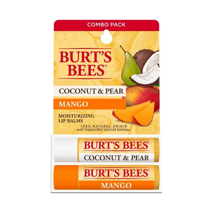 Burt's Bees Coconut & Pear and Mango Lip Balm 2 (0.15 oz.) tubes in blister box