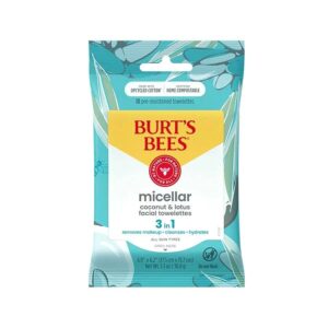Burt's Bees Micellar 3-in-1 Facial Towelettes with Coconut & Lotus 10 count