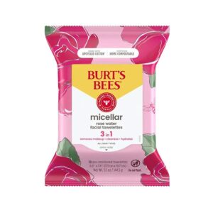 Burt's Bees Micellar 3-in-1 Facial Towelettes with Rose Water 30 count