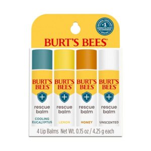 Burt's Bees Rescue Lip Balm 4 (0.15 oz.) tubes in blister box