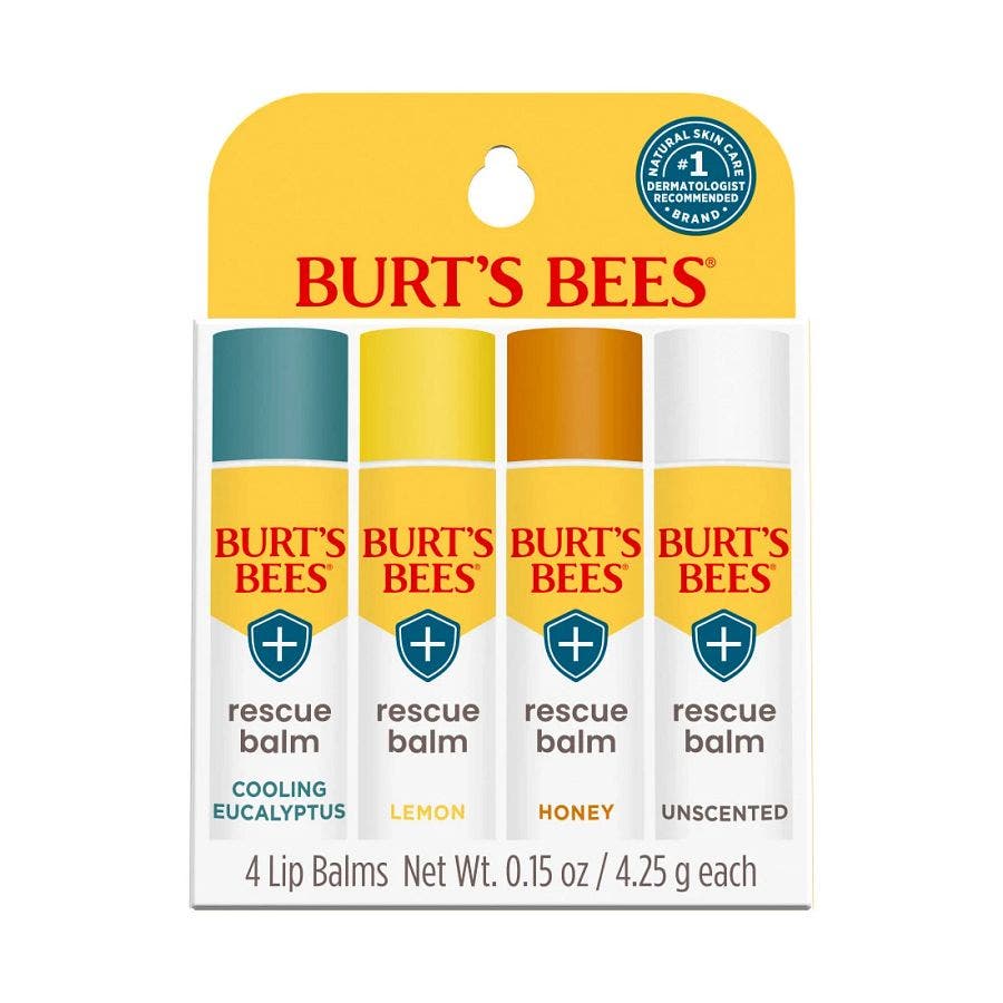 Burt's Bees Rescue Lip Balm 4 (0.15 oz.) tubes in blister box