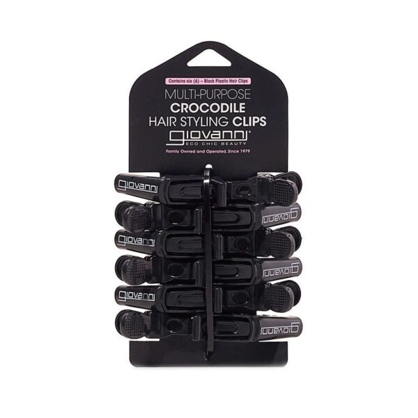 Giovanni Multi-Purpose Crocodile Hair Styling Black Clips 6 count