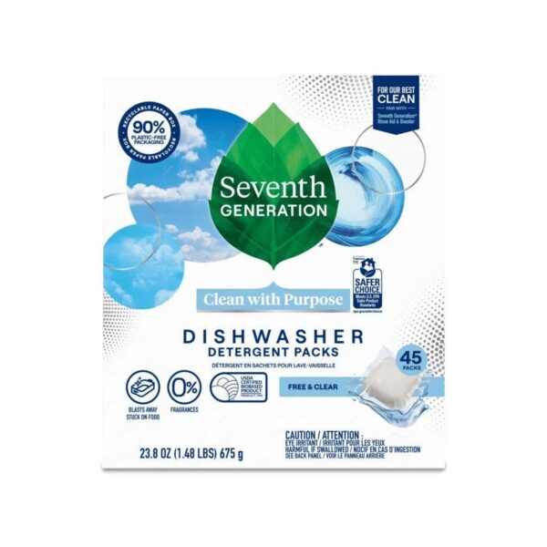 Seventh Generation Free & Clear Dishwasher Detergent Packs 45 count