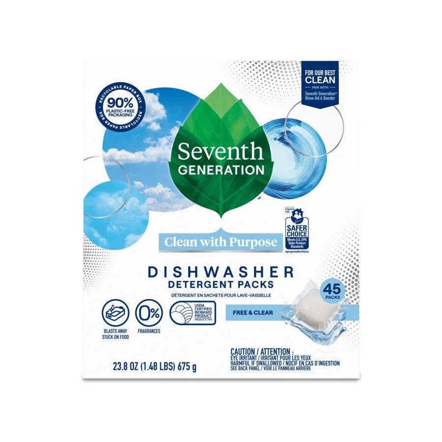 Seventh Generation Free & Clear Dishwasher Detergent Packs 45 count