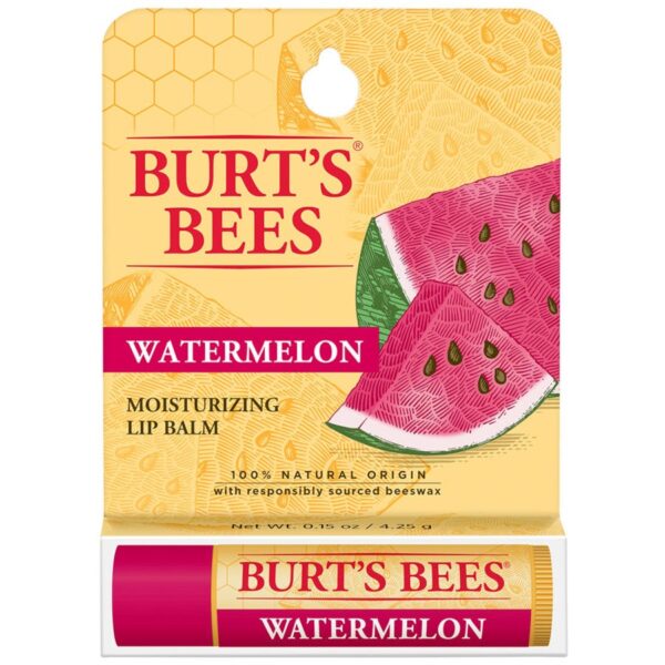 Burt's Bees Watermelon Lip Balm 0.15 oz. tube in blister box