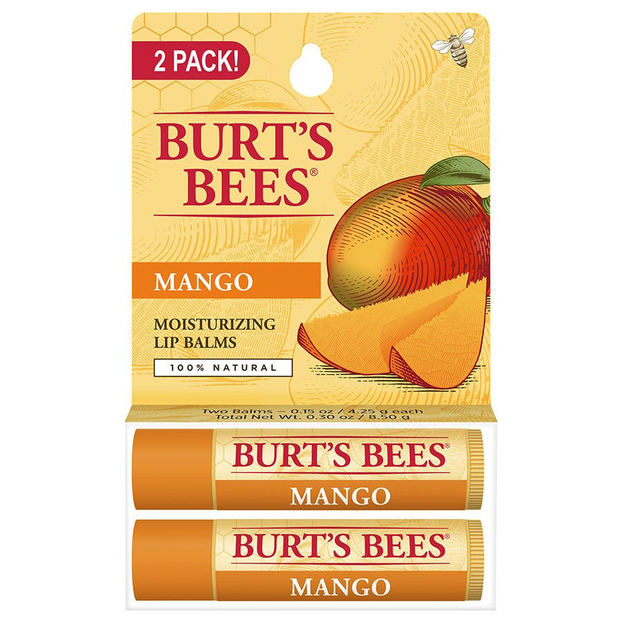 Burt's Bees Mango Lip Balms 2 (0.15 oz.) tubes in blister box