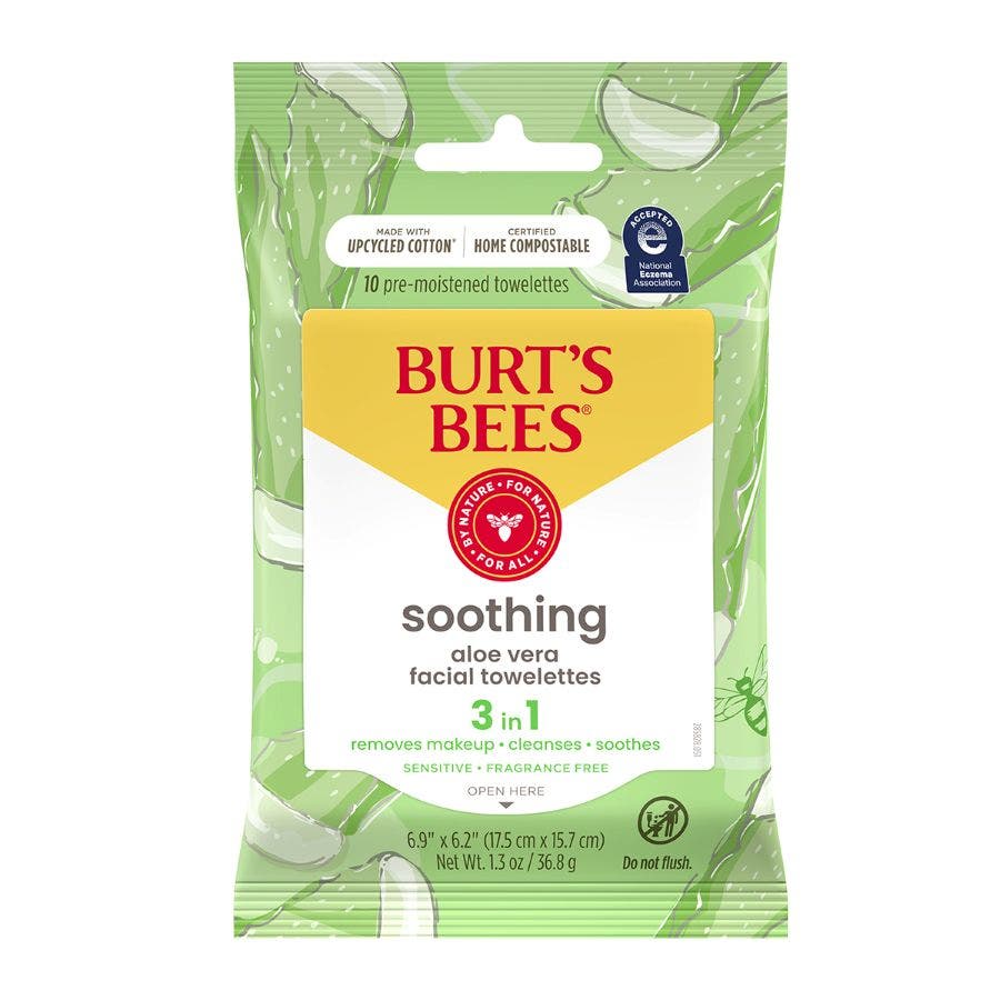 Burt's Bees Soothing Aloe Vera 3-in-1 Facial Towelettes 10 count