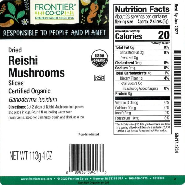 Frontier Co-op Reishi Mushrooms, Dried Slices, Organic 1/4 lb. - Image 2