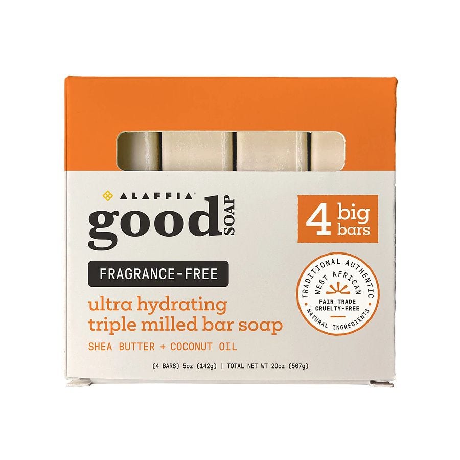 Alaffia Fragrance-Free Good Soap Bar Soap 4 (5 oz.) pack