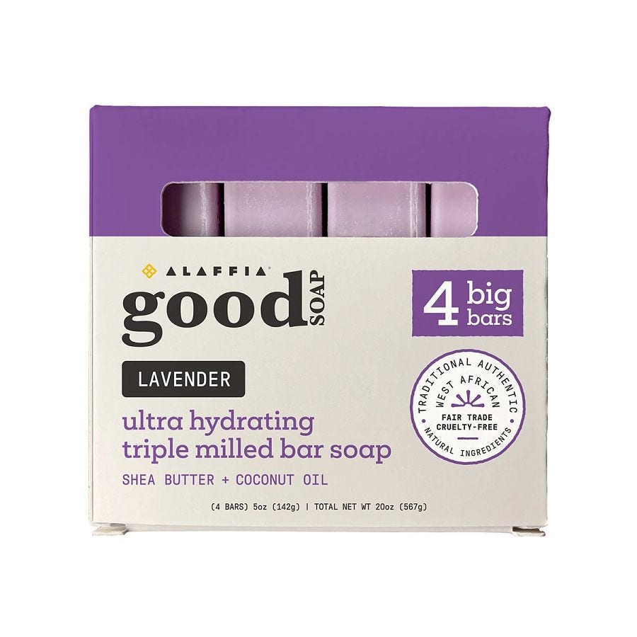 Alaffia Lavender Good Soap Bar Soap 4 (5 oz.) pack