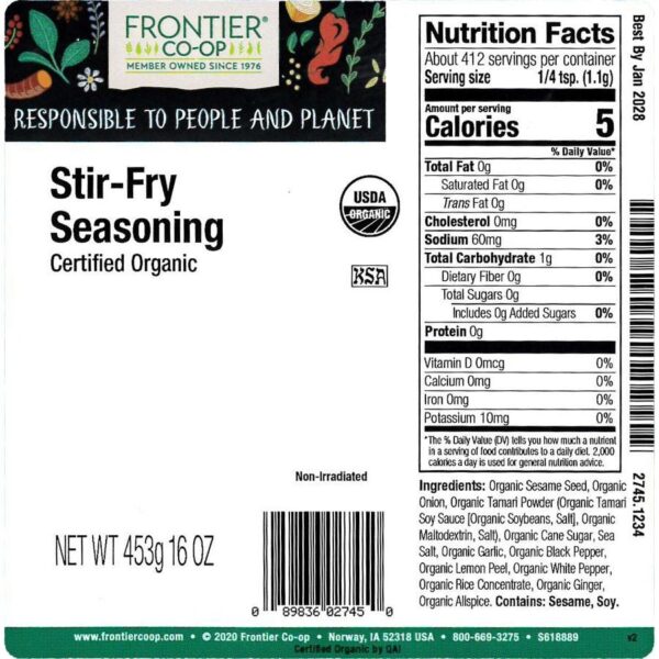 Frontier Co-op Stir-Fry Seasoning, Organic 1 lb. - Image 2