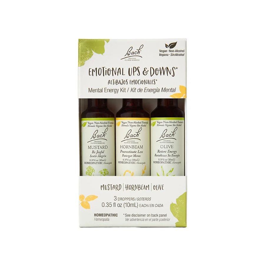 Bach Flower Remedies Emotional Ups & Downs Mental Energy Non-Alcohol Flower Essence Kit