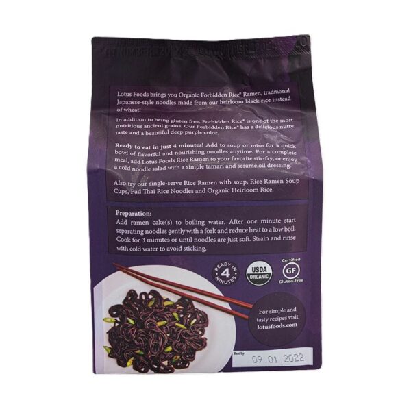 Lotus Foods Forbidden Organic Rice Ramen Noodles 4 (2.8 oz.) pack - Image 2