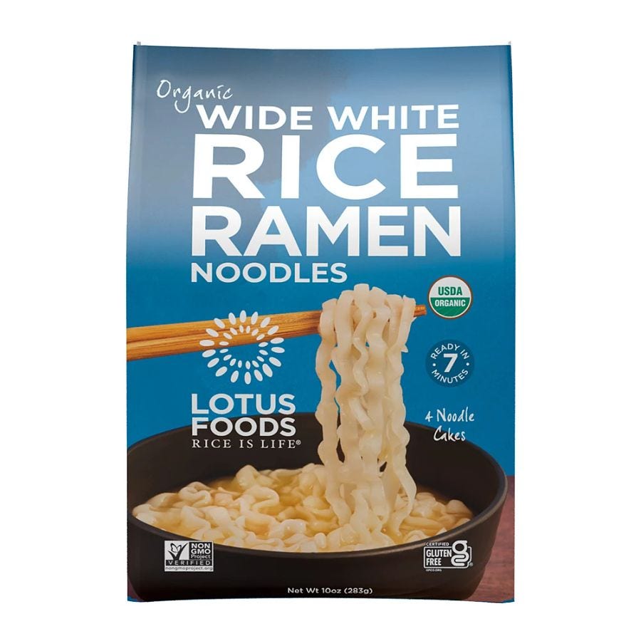 Lotus Foods Wide White Organic Rice Ramen Noodles 4 (2.8 oz.) pack