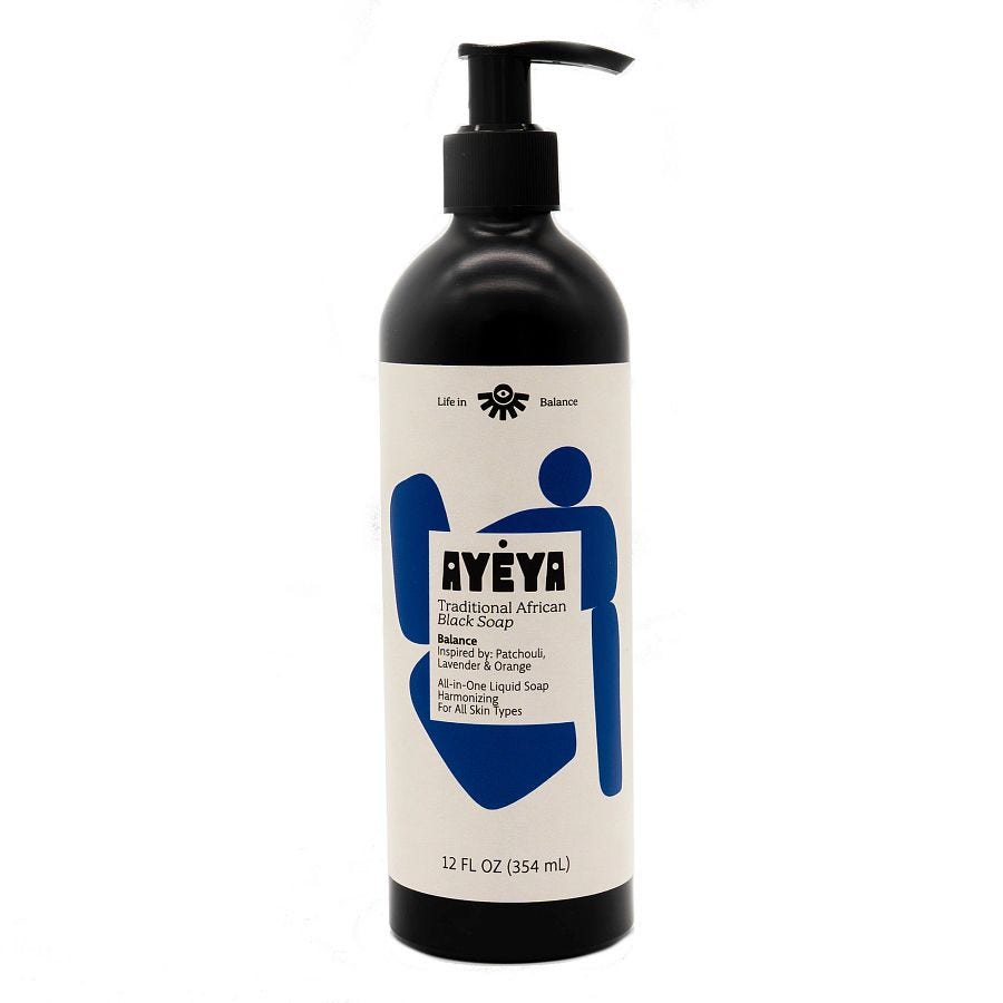 Ayeya Balance All-in-One Liquid Traditional African Black Soap 12 fl. oz.