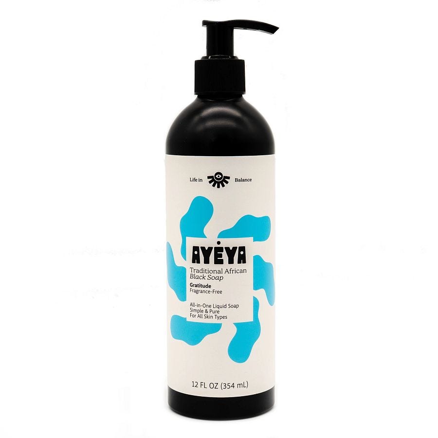 Ayeya Gratitude All-in-One Liquid Traditional African Black Soap 12 fl. oz.