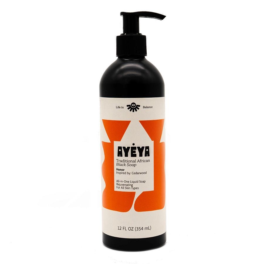 Ayeya Honor All-in-One Liquid Traditional African Black Soap 12 fl. oz.