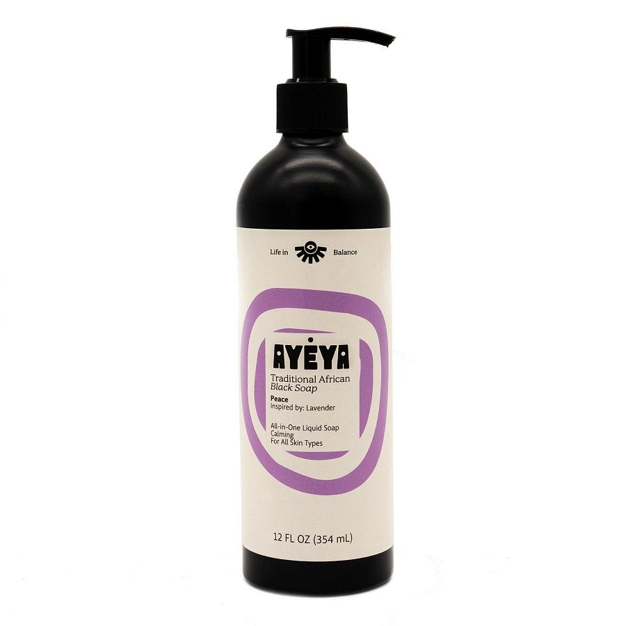 Ayeya Peace All-in-One Liquid Traditional African Black Soap 12 fl. oz.