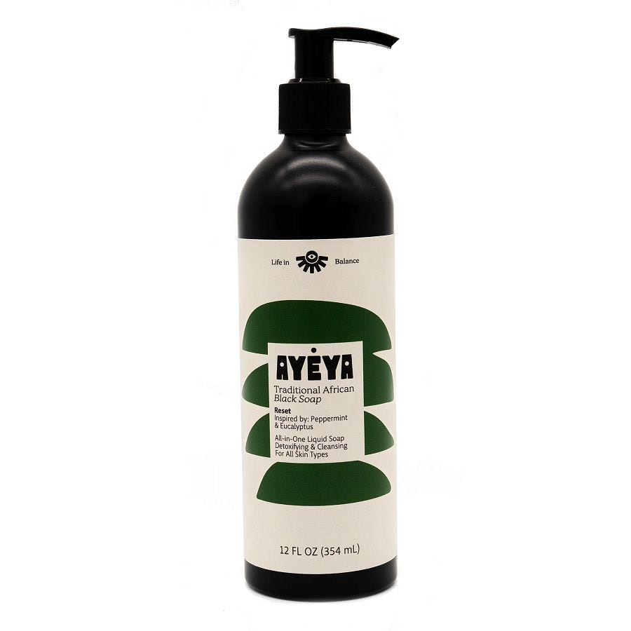Ayeya Reset All-in-One Liquid Traditional African Black Soap 12 fl. oz.