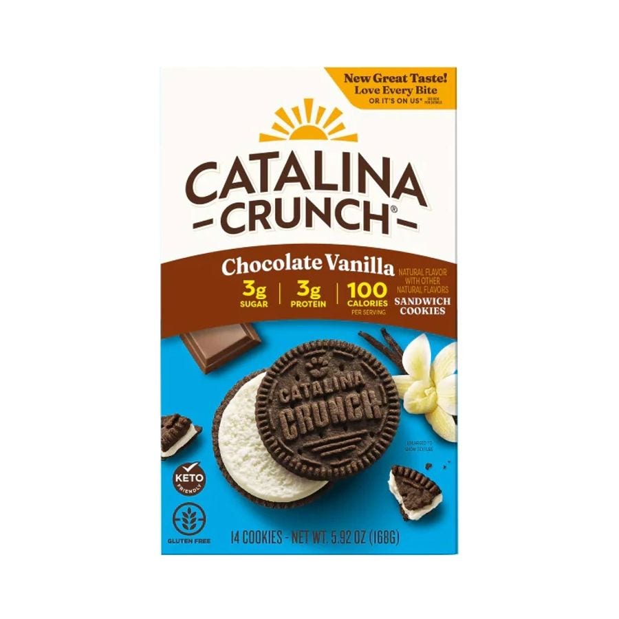 Catalina Crunch Chocolate Vanilla Keto Friendly Sandwich Cookies 5.92 oz.