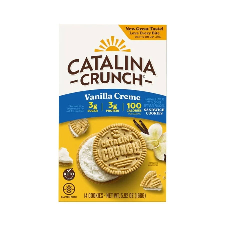 Catalina Crunch Vanilla Creme Sandwich Cookies Keto Friendly Sandwich Cookies 5.92 oz.