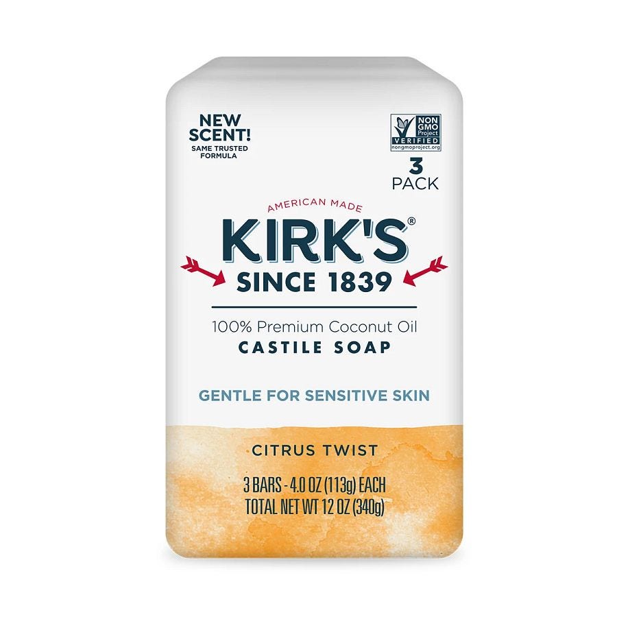Kirk's Citrus Twist Coco Castile Bar Soap 3 (4 oz.) pack