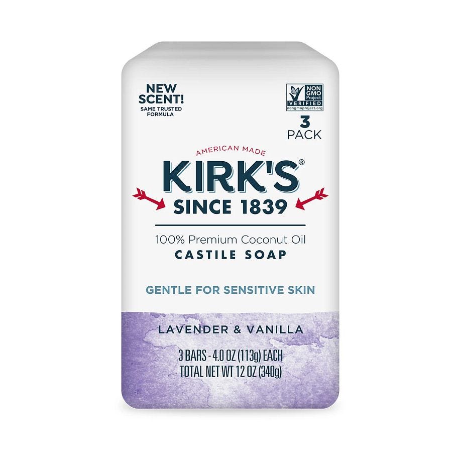 Kirk's Lavender & Vanilla Coco Castile Bar Soap 3 (4 oz.) pack