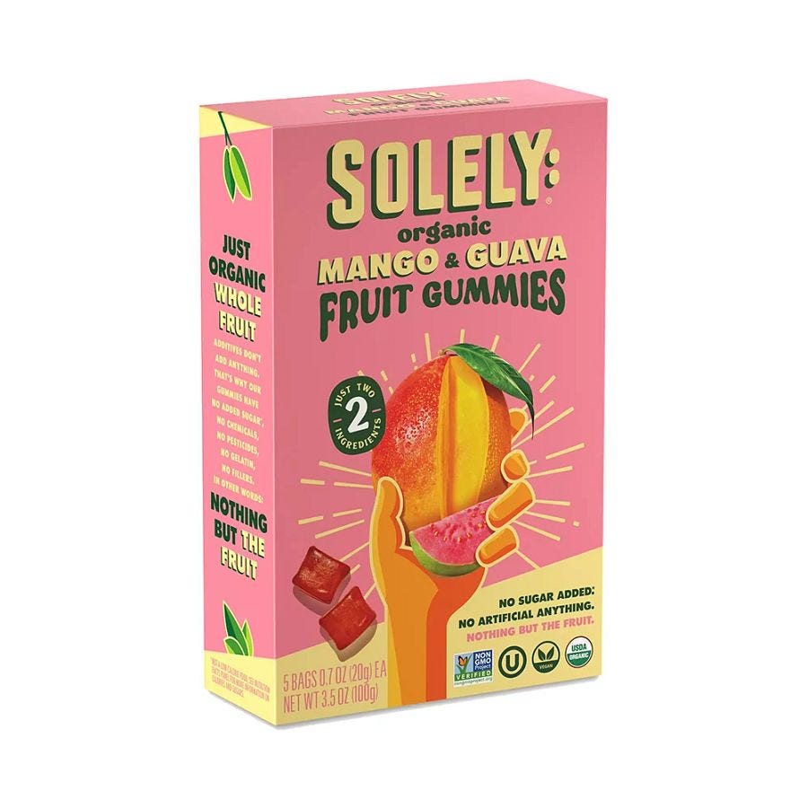 Solely Organic Mango & Guava Fruit Gummies 5 (0.7 oz.) pouches