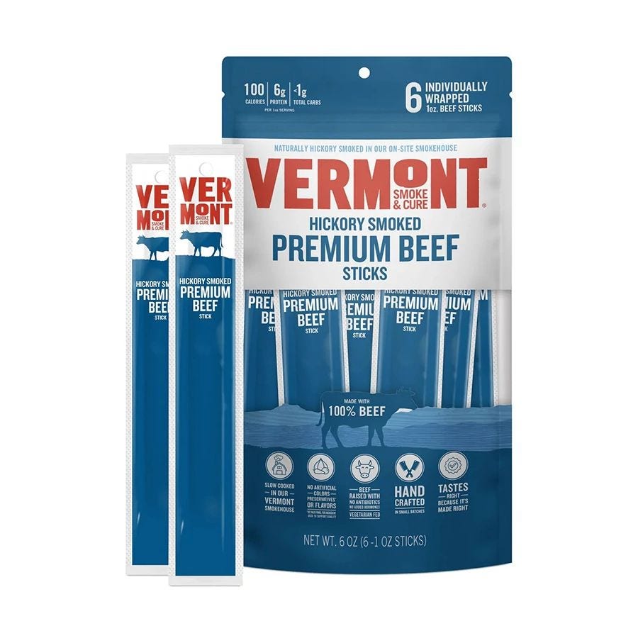 Vermont Smoke & Cure Hickory Smoked Premium Beef Meat Sticks 6 (1 oz.) sticks