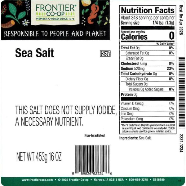 Frontier Co-op Sea Salt, Table Grind 1 lb. - Image 2