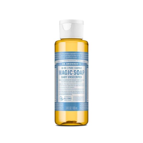 Dr. Bronner's 18-in-1 Pure Castile Baby Unscented Magic Soap 3.4 fl. oz.