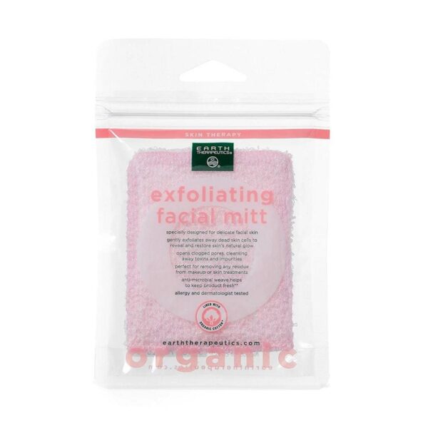 Earth Therapeutics Organic Cotton Pink Facial Mitt