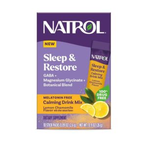 Natrol Lemon Chamomile Melatonin-Free Sleep & Restore Calming Drink Mix Powder 10 count