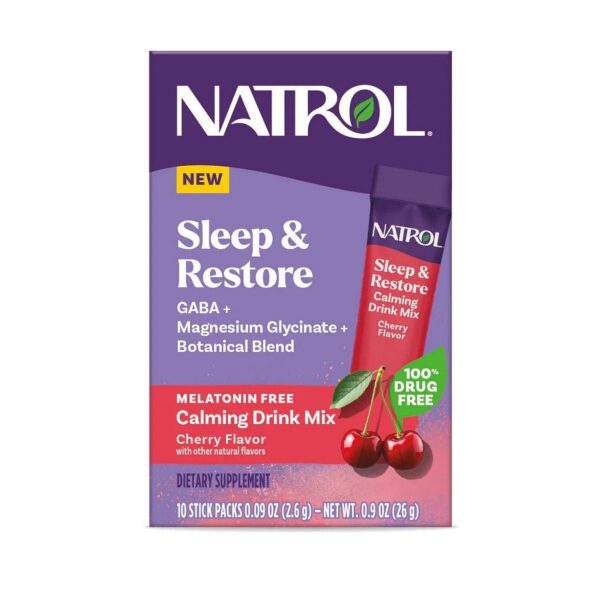 Natrol Tart Cherry Melatonin-Free Sleep & Restore Calming Drink Mix Powder 10 count