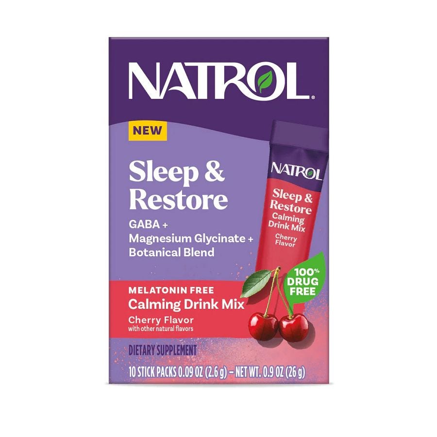 Natrol Tart Cherry Melatonin-Free Sleep & Restore Calming Drink Mix Powder 10 count